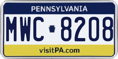 PA license plate MWC8208