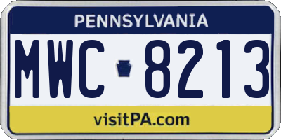 PA license plate MWC8213