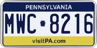 PA license plate MWC8216