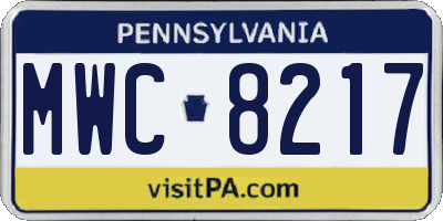 PA license plate MWC8217