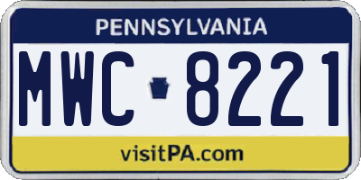 PA license plate MWC8221