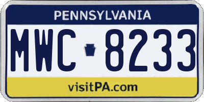 PA license plate MWC8233