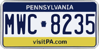 PA license plate MWC8235