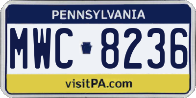 PA license plate MWC8236