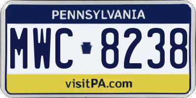 PA license plate MWC8238
