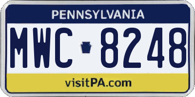 PA license plate MWC8248