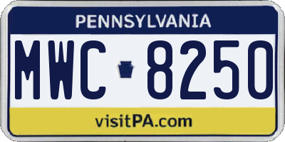 PA license plate MWC8250