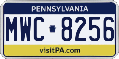 PA license plate MWC8256