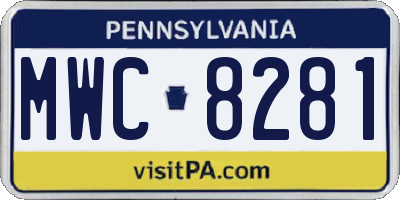 PA license plate MWC8281