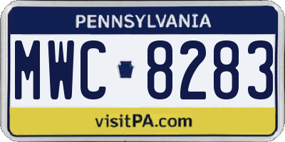PA license plate MWC8283