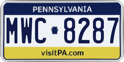 PA license plate MWC8287