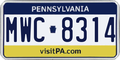 PA license plate MWC8314
