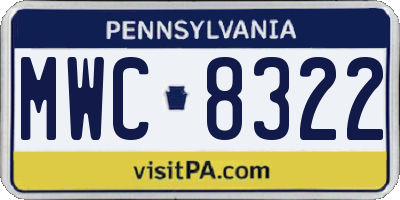 PA license plate MWC8322