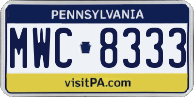 PA license plate MWC8333