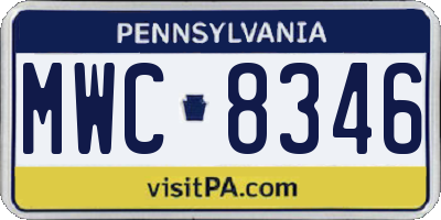 PA license plate MWC8346