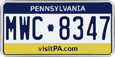 PA license plate MWC8347