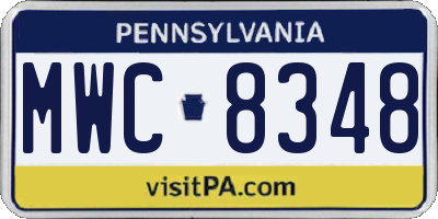 PA license plate MWC8348