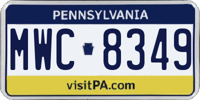PA license plate MWC8349