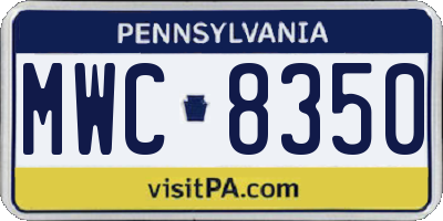 PA license plate MWC8350