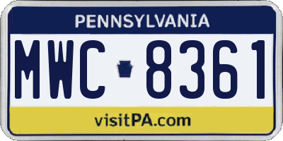 PA license plate MWC8361