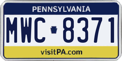 PA license plate MWC8371