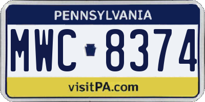 PA license plate MWC8374