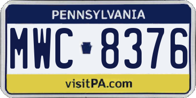 PA license plate MWC8376