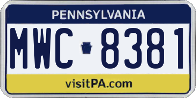PA license plate MWC8381