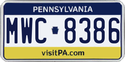 PA license plate MWC8386