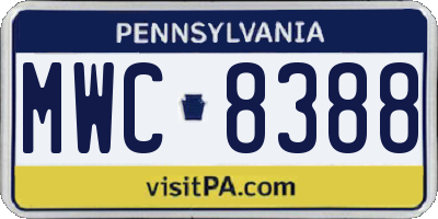 PA license plate MWC8388