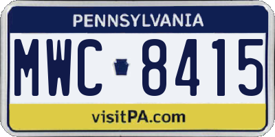 PA license plate MWC8415