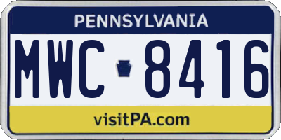 PA license plate MWC8416