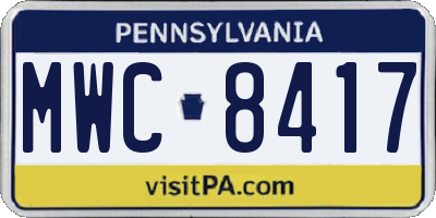 PA license plate MWC8417