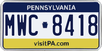 PA license plate MWC8418