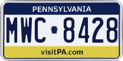 PA license plate MWC8428