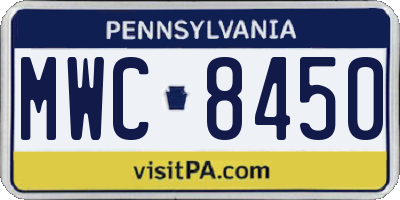 PA license plate MWC8450