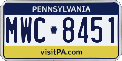 PA license plate MWC8451