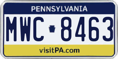 PA license plate MWC8463