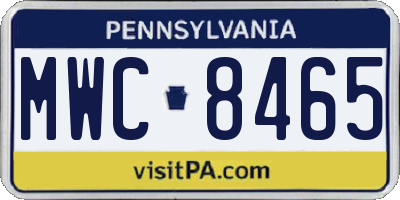 PA license plate MWC8465