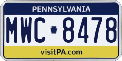 PA license plate MWC8478