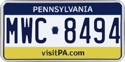 PA license plate MWC8494