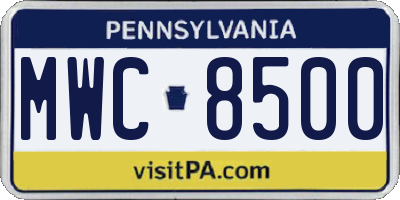PA license plate MWC8500