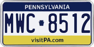 PA license plate MWC8512