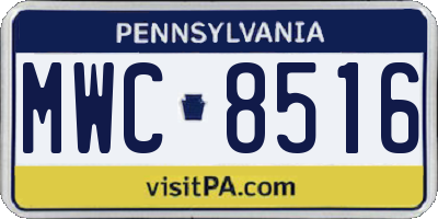 PA license plate MWC8516