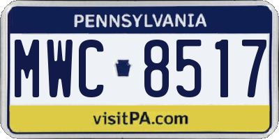 PA license plate MWC8517