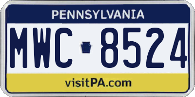 PA license plate MWC8524