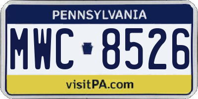 PA license plate MWC8526