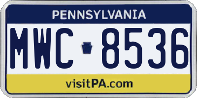 PA license plate MWC8536