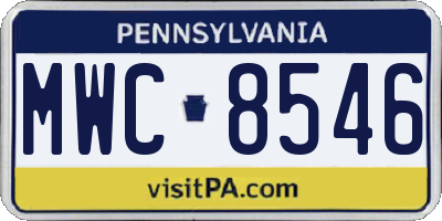 PA license plate MWC8546