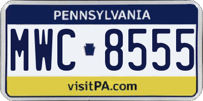 PA license plate MWC8555